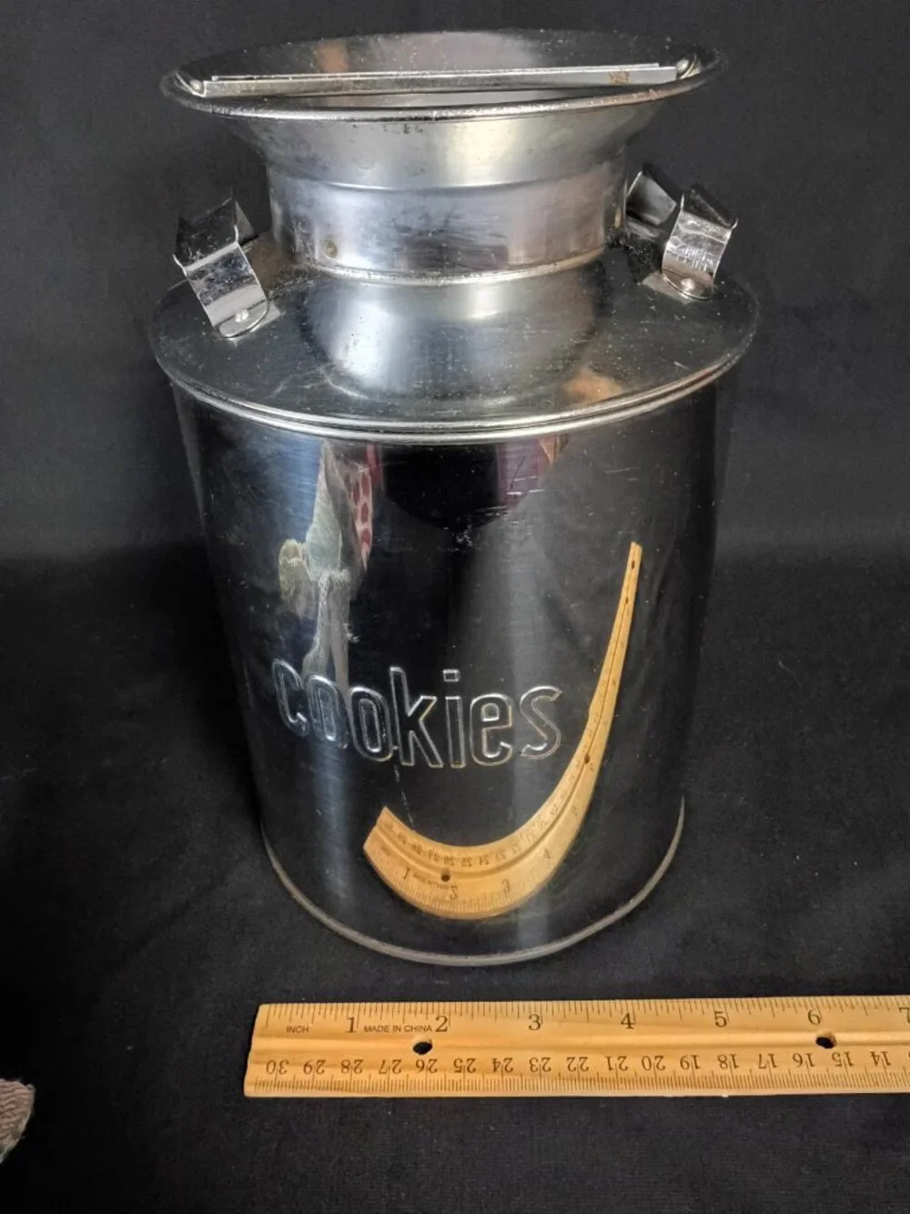 Vintage Chrome Cookie Canister Tin Metal Kitchen Storage Jar Retro Mid Century